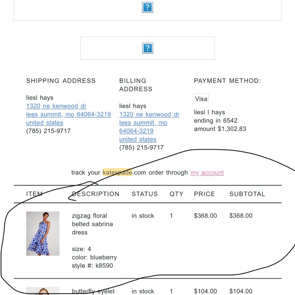 Kate Spade Blue and White One-Shoulder Dress (original receipt included) - Picture 4 of 4